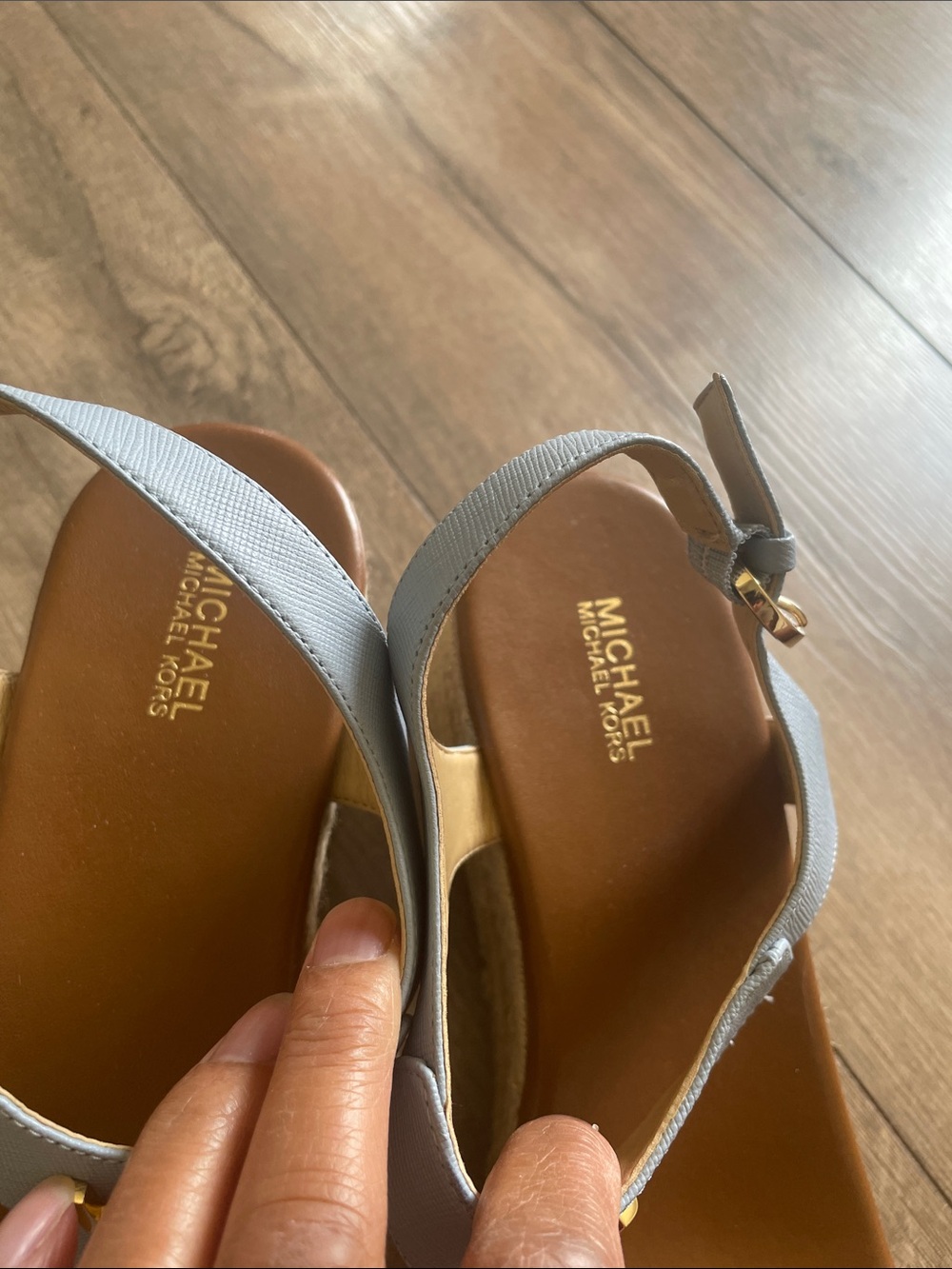 Michael Kors Light Blue MK Logo Espadrille Wedge Sandals - Picture 4 of 8